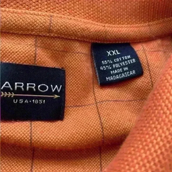 Arrow Orange & Brown Windowpane Plaid Short Sleeve Shirt- Size XXL - Picture 9 of 16